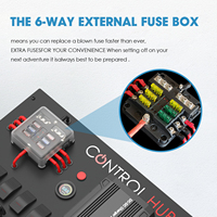 Caja de Control de Distribución de Energía de 12V 25A y 6 Vías con Cargador USB-C QC3.0 DC-DC para Autocaravanas 4x4 y Campismo