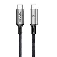 Cable Miccell trenzado de C a C, cable USB tipo C a tipo C de carga rápida, transferencia de datos de alta velocidad, cable de carga USB-C duradero y tejido.