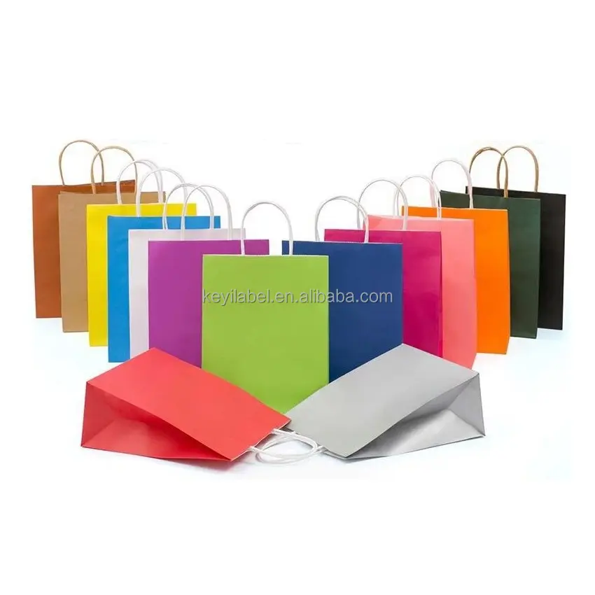 Custom luxury mini craft paper bag Shopping Paper Bag With Handles gift shop name bag