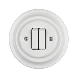 Vintage en porcelaine blanche, boutons de lumière, gradateur 1 voie, prise murale, rétro, montage en Surface, couleur blanche - Product Image 4