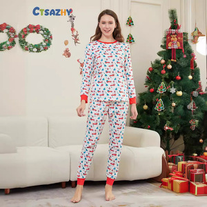 Conjunto de Pijamas Infantis Estilo Europeu-Americano para Meninos/Meninas - Poliéster Macio Tamanhos Pequeno/Médio/Grande Árvore de Natal Carro - Product Image 4