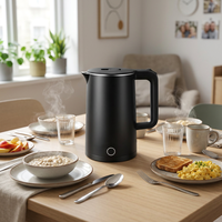Bouilloire électrique automatique portable en acier inoxydable sans fil 2L 1500W la plus vendue avec base rotative à 360 degrés pour usage domestique