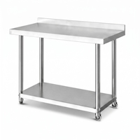 Table de travail robuste et résistante pour cuisine commerciale, de qualité alimentaire, à double niveau, en acier inoxydable 304 201, pour restaurants