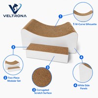 M Curve Griffoir pour chat et mobilier de détente incurvé en carton ondulé, deux pièces, pour intérieur, vente en gros