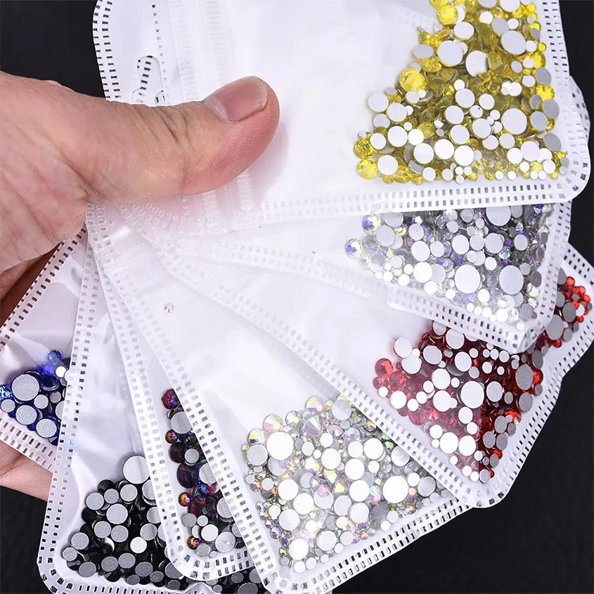 Yantuo Hot-Selling Nail Decorations Mix Size round Glass Flatback Rhinestones Non-Hotfix Gemstones for Shoes Nails Cups