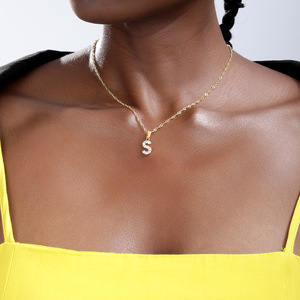 Collier de luxe en zircon avec initiale A-Z pour femme, pendentif lettre en acier inoxydable, bijoux ras-du-cou, cadeau, vente en gros - Product Image 4