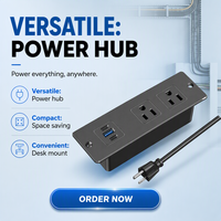 Multiprise encastrable pour bureau US avec 1 port USB-A et 1 port USB-C, charge rapide intégrée pour le bureau