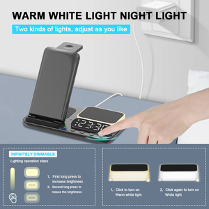 <b>Best</b> Selling Products 2023 15W Portable Desk Night Light 4 in 1 <b>Wireless</b> Charger Alarm Clock <b>Wireless</b> Chargers - Product Image 4