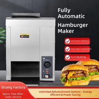 Machine de chauffage de hamburgers entièrement automatique, machine à sacs de cuisson de type chaîne pour usage commercial, machine à cuire la pâte à hamburgers