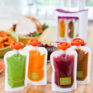 Pochette souple transparente sans BPA, taille personnalisée, pour aliments pour bébés, avec bec verseur, qualité alimentaire, sachet d'emballage autoportant pour purée de fruits maison, yaourt, <span class=keywords><strong>lait</strong></span> - Product Image 1