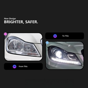 Fari anteriori per <span class=keywords><strong>Mercedes</strong></span>-Benz <span class=keywords><strong>Classe</strong></span> <span class=keywords><strong>C</strong></span> W204 2011-2014, fanali a LED con lente e indicatori di direzione dinamici a scorrimento. - Product Image 3