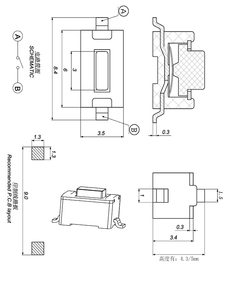 3x6x4.3 vá 0.05 một 12 V Micro push button tact chuyển đổi cuộc sống lâu dài và khả năng chịu nhiệt độ 2 pin trắng SMD vá chuyển đổi chính - Product Image 2