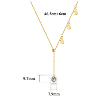 Kalung liontin zirkon geometris wanita, perhiasan rantai kerah berlapis emas baja tahan karat