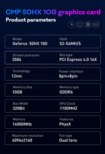 Placa gráfica Cmp 50 h x 10 GB GeFor GPU 50 HX 10G GDDR6 Usado Cmp 50hx 30 30hx 40hx 90hx 170hx GeFor Barato 50 h x 10 Gb - Product Image 5