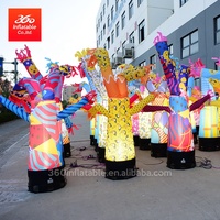 Danseur d'air gonflable publicitaire avec souffleur de lumière Led 2m de haut, danseur de ciel gonflable coloré à vendre