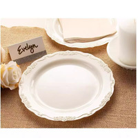 Assiettes rondes jetables en plastique rigide coloré de style européen, effet porcelaine, 7,5/9/10,25 pouces