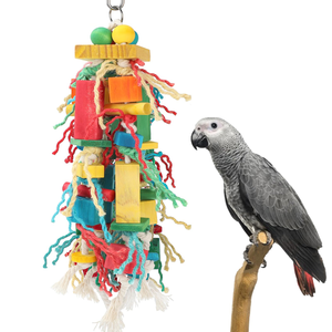 Jouet suspendu multicolore pour oiseaux de compagnie, perroquets, grands et moyens, avec blocs en bois à mâcher, balançoire colorée, vente chaude - Product Image 1
