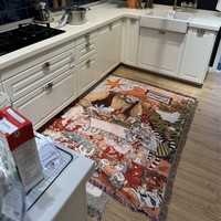 Joyeux Noël, couverture tissée originale suédoise Paterson et Fanta Cat, motif brodé, jeté de Noël, tapisserie