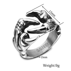 Anillo de Acero Inoxidable con Diseño de Garra de Dragón, Joyería para Hombre, Regalo con Diseño Geométrico de Animal, Color Acero - Product Image 5