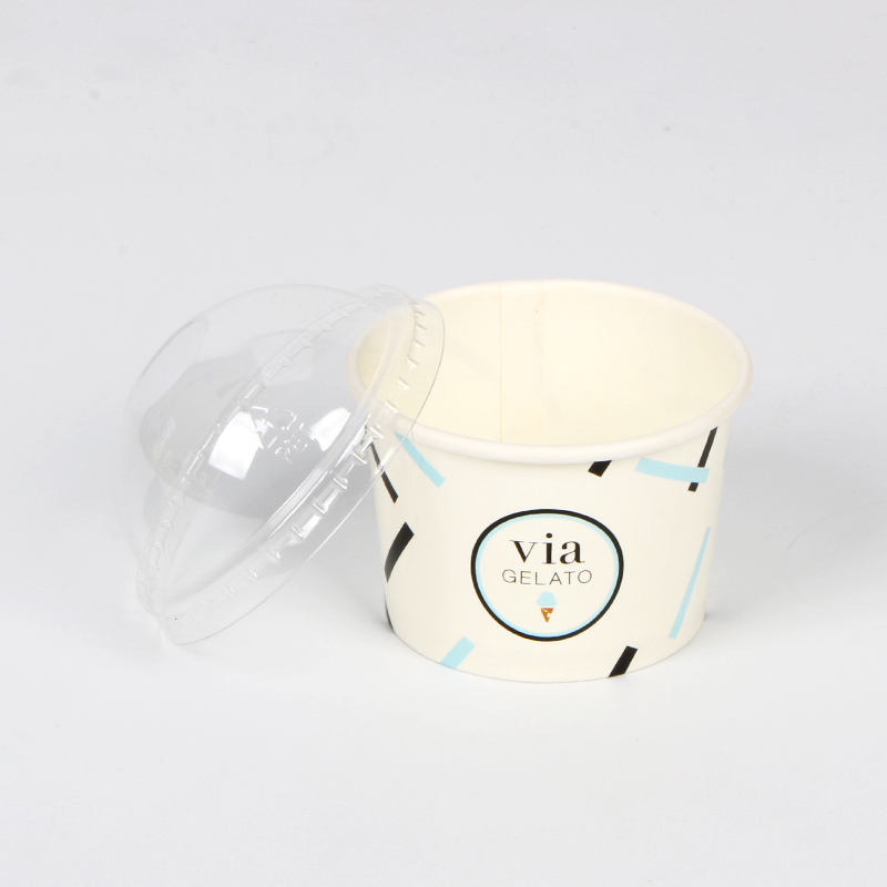 Customized small disposable paper ice cream icecream paper cup with lid for sale