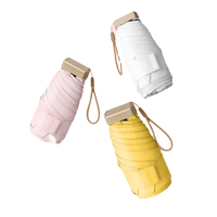 Parapluie de voyage manuel moderne de haute qualité, imperméable, léger, compact, anti-UV, pliable en 5 sections, tout-en-un, pour femme, en pongé, idéal comme cadeau