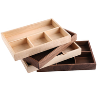 Vente chaude Rectangle Boîte De Rangement En Bois Sculpté Simple Maison Hôtel Restaurant Plateau Respectueux De L'environnement Partition Boîte De Rangement