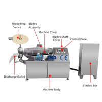 Hoge snelheid 40L/80L/125L kommenger machine, patehakmachine, runder- en varkensvleesmengapparaat, worstemulsiehakmachine