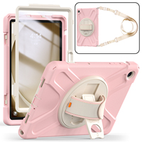 Étui robuste rose pour tablette Samsung Galaxy Tab A9 Plus 11 pouces X210/X216/X218, avec béquille, antichoc, coque en silicone blindée