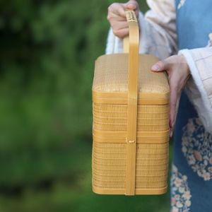 <b>Bamboo</b> Woven Food <b>Container</b> Rectangle Single Tier Handmade For Kitchen Use - Product Image 2