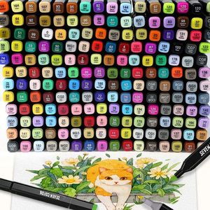 168pcs Portable Dual Tip Marker <b>Pens</b> Acrylic <b>Paint</b> Alcohol Based Quick Dry Non Toxic for Drawing Calligraphy Design - Product Image 4