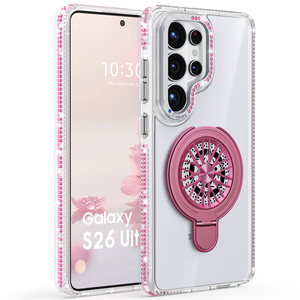 Étui de téléphone de luxe, nouveau, avec paillettes et diamants incrustés, antichoc, pour Samsung S26 Ultra S25 S24 S23 Ultra, avec support rotatif à 360 degrés - Product Image 1