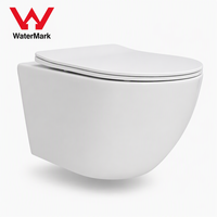 Kloset Duduk Tanpa Bingkai MWD Keramik P Trap 180mm Floating WC Pan Suite untuk Proyek Kamar Mandi Hotel Grosir OEM
