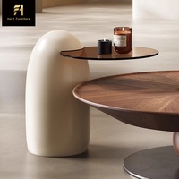 Table basse en acier inoxydable de style minimaliste nordique, forme de soucoupe volante, pingouin, table basse ronde en bois italienne pour salon, personnalisable