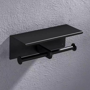 Porte-papier toilette double rouleau moderne à fixation murale en acier inoxydable 304, bras carré, design contemporain pour salle de bain - Product Image 6