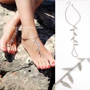 Offre Spéciale Feuille Gland <span class=keywords><strong>Argent</strong></span> Chaîne Femmes Sandales Aux Pieds Nus <span class=keywords><strong>Cheville</strong></span> Bracelet De <span class=keywords><strong>Cheville</strong></span> Chaîne De Pied - Product Image 1