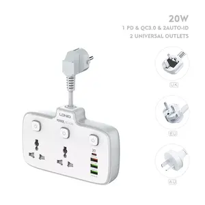 LDNIO SC2413 Universal Outlets Power Strip Tower 2 Outlet Wall Electric Plug PD 20W USB Power Cube Power socket