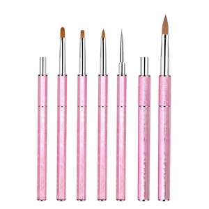 Ensemble de pinceaux à ongles en poils de Kolinsky avec manche en métal, pinceau pour liner, gel, poudre acrylique, pour la création d'art d'ongles professionnel - Product Image 1