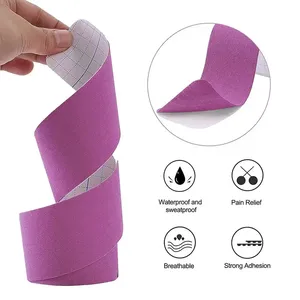 Bande de kinésiologie en coton pré-découpée 5 cm, bande adhésive élastique pour soulager les douleurs musculaires, soutien du genou et du cou, physiothérapie - Product Image 4