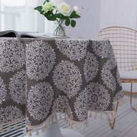 Nappe personnalisable en coton et lin de haute qualité, imprimée de motifs floraux, tissée jacquard, diamètre 150 cm, design moderne, marque Dulcis