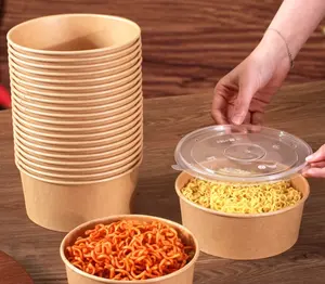 Customizable Printing Of Disposable Kraft Paper Bowls Instant Noodle Paper Bowls Recyclable