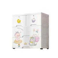 Armoire de rangement en plastique Panda à 3 niveaux avec double verrouillage de 50 cm, 2 tiroirs, 2 serrures et roulettes