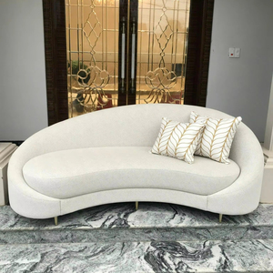 Sofá Cama de Dos Plazas Moderno, Curvo, de Terciopelo Bouclé, con Estructura de Madera de Lujo, para Hoteles y Villas, Muebles para Sala de Estar - Product Image 1