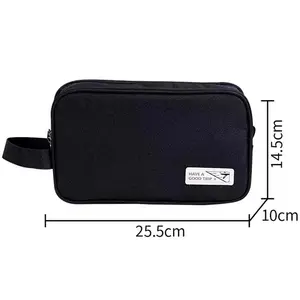 Black Zipper Polyester Pouch Cosmetic Makeup Bag Organize Custom Logo Travel Cylindroid Pouch Storage Bags For Pen Pencil Tool