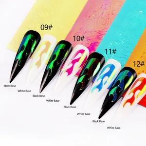 16types Shinny Manicure Tips Decor Tape Decals Fire Flame Flamas Patterns Nail Art Stickers For Women