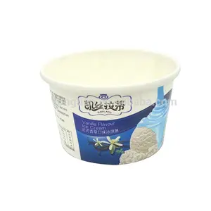 Kemasan Es Krim Wadah 500Ml Cangkir Kemasan Yogurt Beku Cetak Kustom Cangkir Gelato Cangkir Es Krim dengan Tutup Kubah