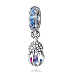 S925 del encanto de la plata esterlina de la avellana con cuentas de Color la pulsera colgante del collar del encanto - Product Image 1