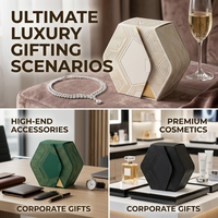 Boîte cadeau hexagonale rigide personnalisée de luxe unique pour bijoux, emballage pour boucles d'oreilles