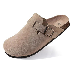 Zoccoli da <span class=keywords><strong>Donna</strong></span> in Vera Pelle Scamosciata Stile Classico Casual con Suola in <span class=keywords><strong>Sughero</strong></span> Leggeri Antiscivolo Tipo Birkenstock - Product Image 3