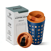 Mug à café portable en acier inoxydable écologique Everich, logo personnalisé, double paroi isolée, tasse de voyage pour café