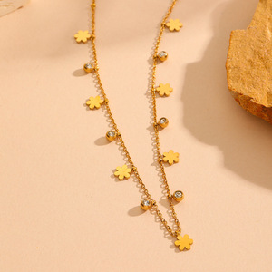 Dainty Multi Charms <span class=keywords><strong>collana</strong></span> gioielli in acciaio inox 18K <span class=keywords><strong>oro</strong></span> trifoglio cuore stella occhi <span class=keywords><strong>luna</strong></span> ciondoli con <span class=keywords><strong>collana</strong></span> di zirconi per le donne - Product Image 4